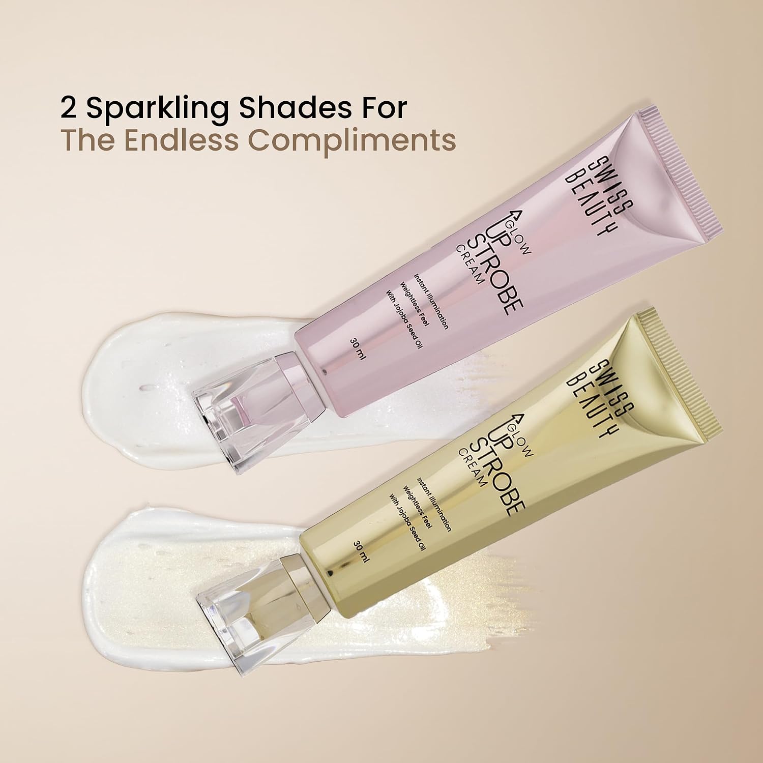 Swiss Beauty Glow Up Strobe Cream | Dewy Radiance | Hydrating | Versatile Use | With Jojoba Oil | For All Skin Types | 30ml, Shade- 2. Moonlit Glow