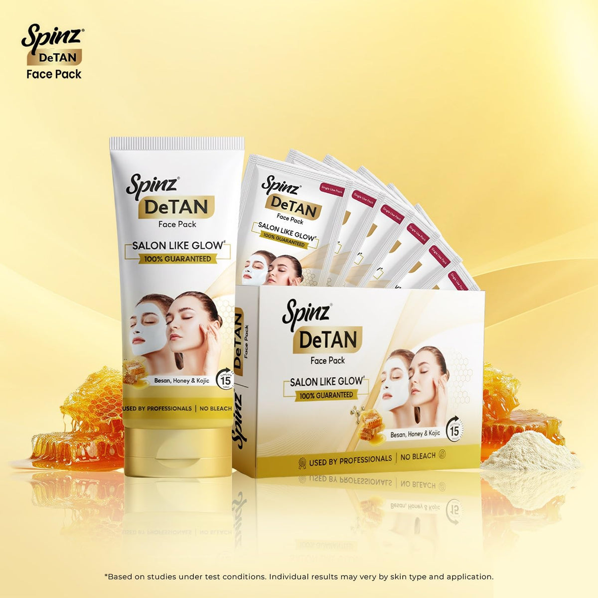 Spinz DeTan Face Pack|Besan Honey & Kojic Acid|100g