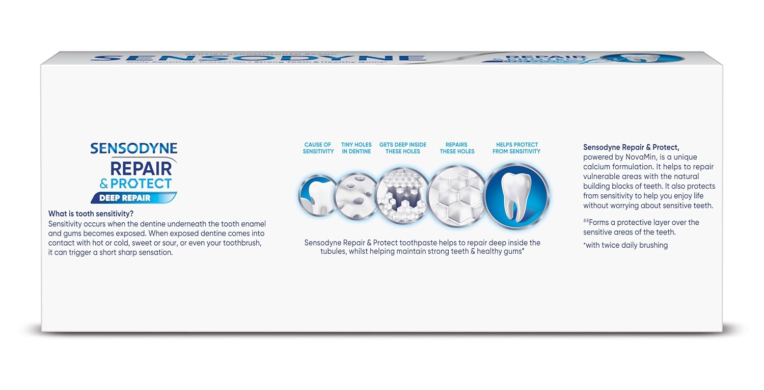 Sensodyne Toothpaste Repair and Protect | Tooth Paste for Daily Sensitivity Protection, Long-lasting Relief | Combo Pack - 200gm (100gm x 2) | Fresh Taste | Dentist Recommended