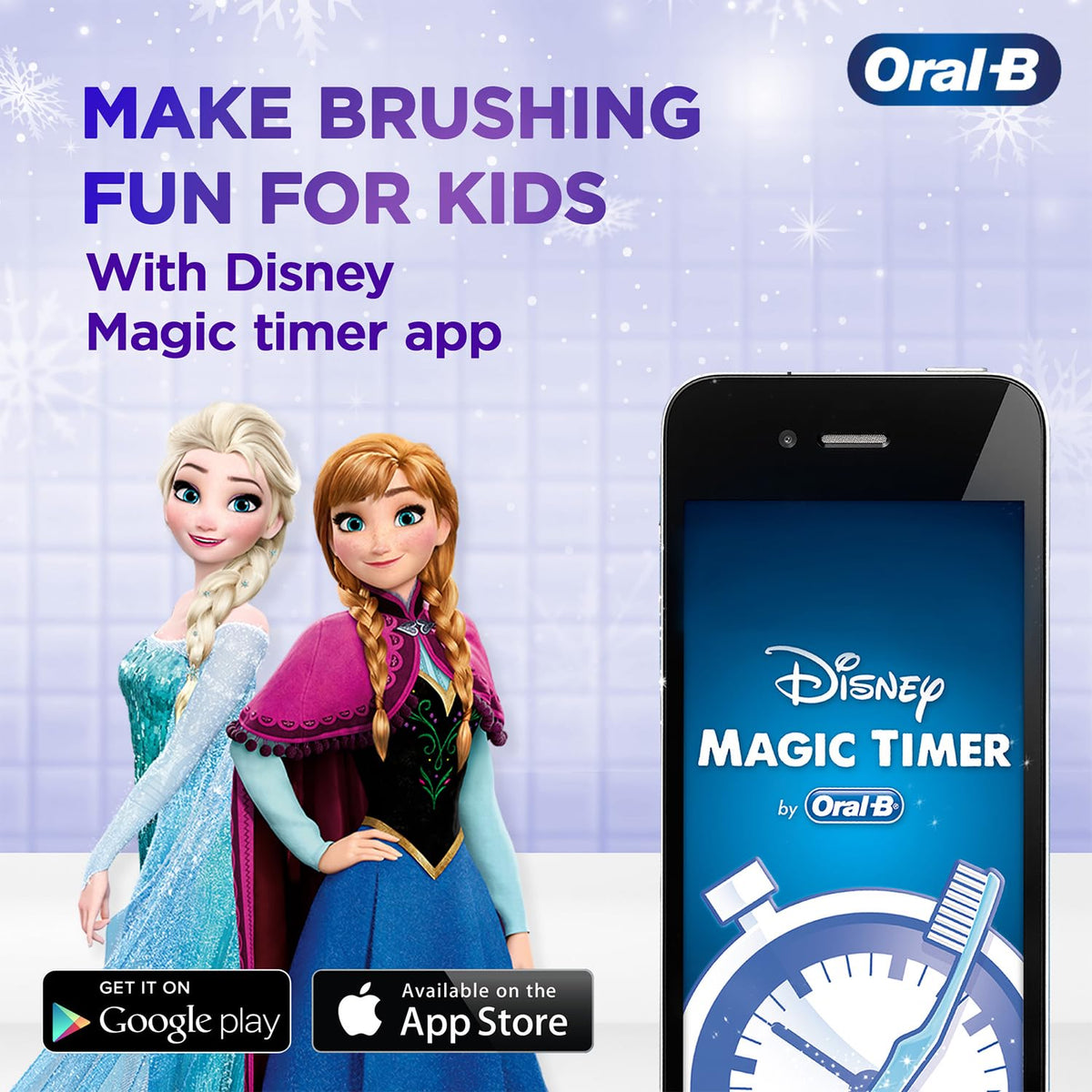 Oral B Kids Frozen Rechargeable Rotating Electric Toothbrush, 2 Brushing Modes (Daily & Sensitive), 2 Min Timer with Quadpacer, 2 Year Warranty, IPX7 Water Resi
