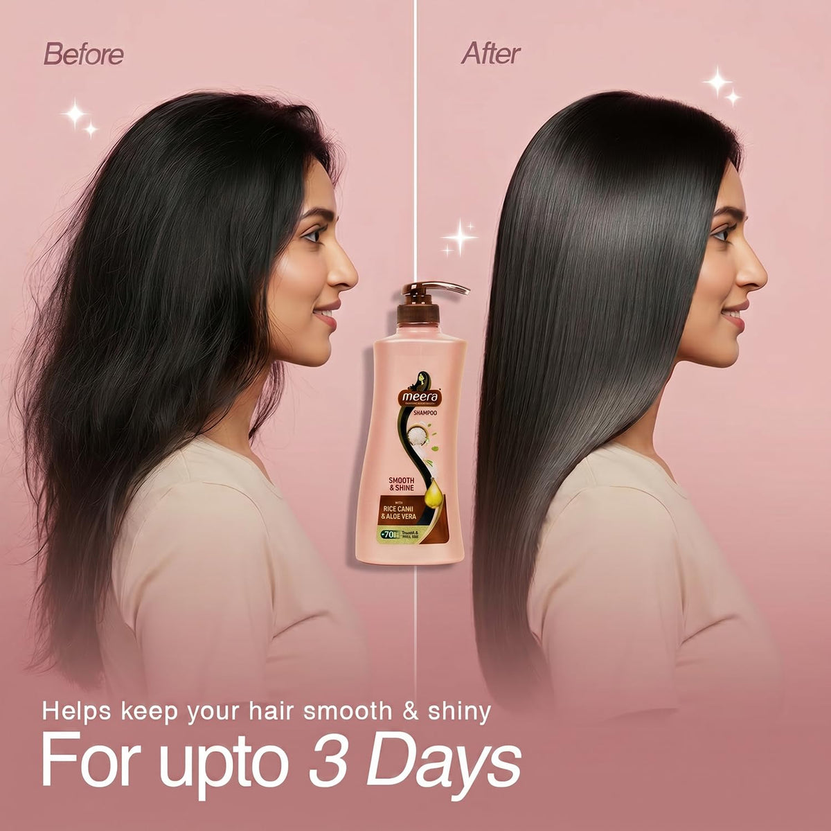 Meera Smooth & Shine Shampoo|Rice Kanji & Aloe Vera| 650ml 650 ml (Pack of 1)