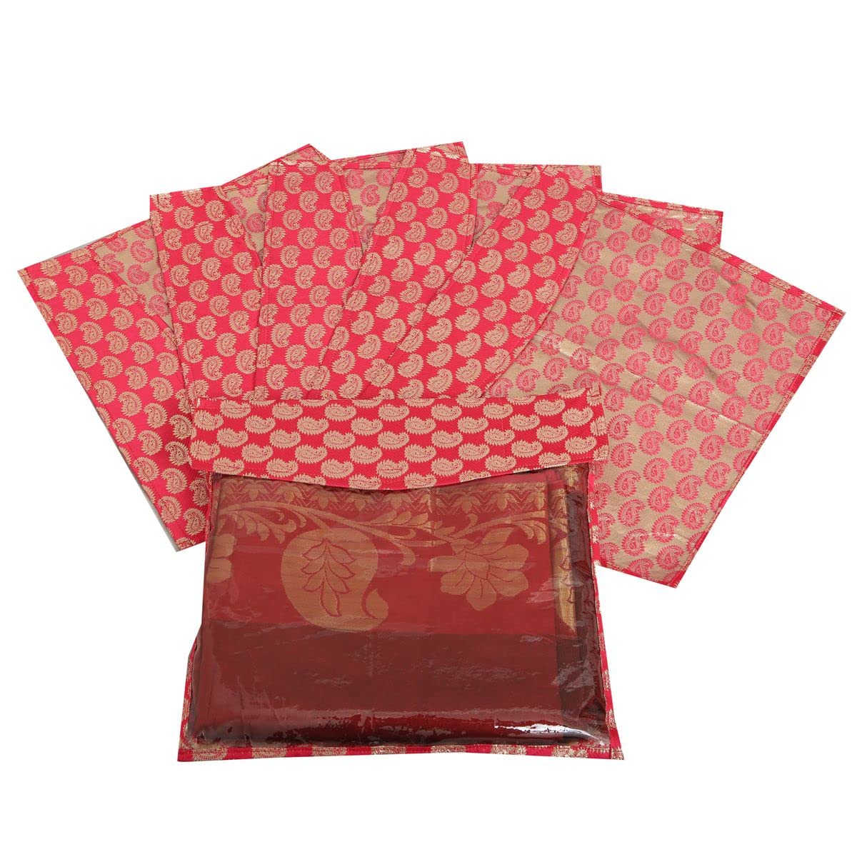 FOUNTINA Brocade Saree Cover Pack of 6 Pcs (Pink)