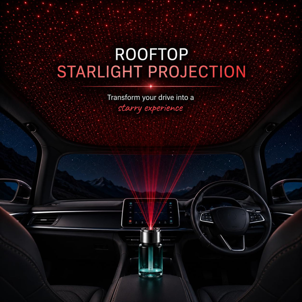 Mist Classic – Luxury Car Fragrance Diffuser with Ultrasonic Mist, Star Light Projection, AI Smart Start/Stop & Type-C Charging (Himalayan Springs)