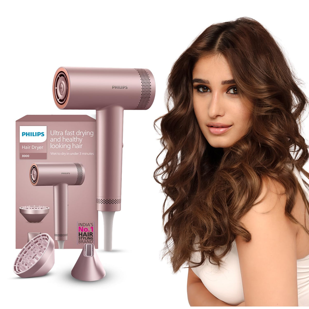 Philips Hydrating Hair Dryer | Water ions maintain 100% Hair strength | Mositure Rich Shine & Frizz Reduction | ThermoShield Sensors for customized drying | Pow