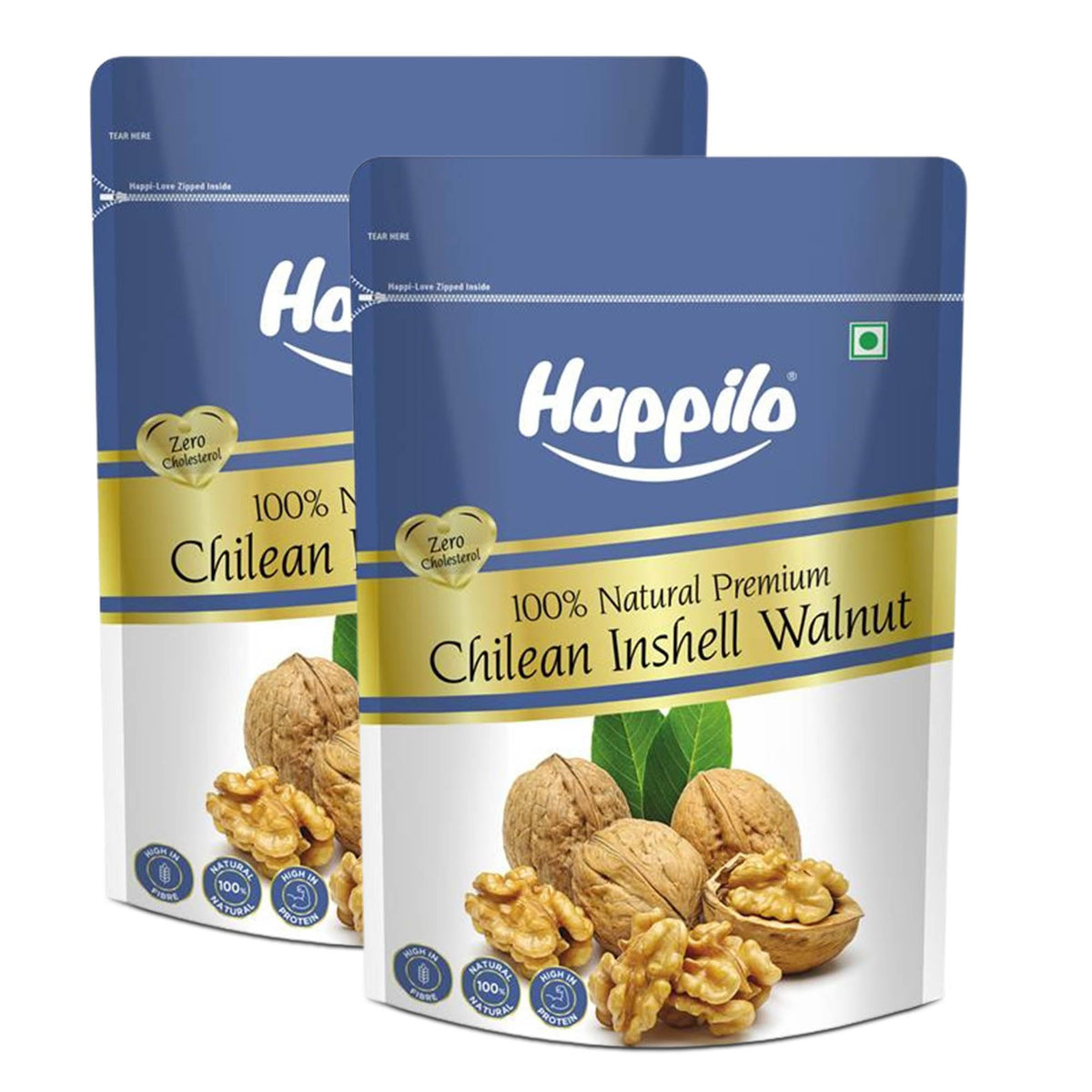Happilo Premium Inshell Dried Walnut 500g | Akhrot Giri | Dry Fruits, Healthy Snacks | Large Size | Walnut with Shell | Rich in Protein, Antioxidants & Source o