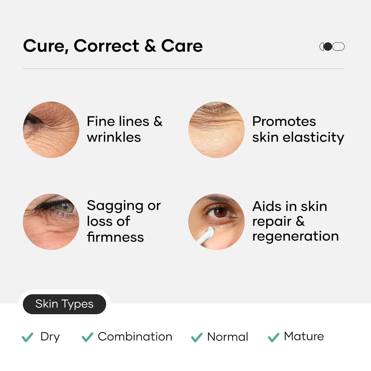 Cureskin Bio-Peptide Under Eye Gel with Hyaluronic Acid, Vitamin K & Chrysin | Reduces Dark Circles, Puffiness & Fine Lines | Under Eye Cream for Women & Men |