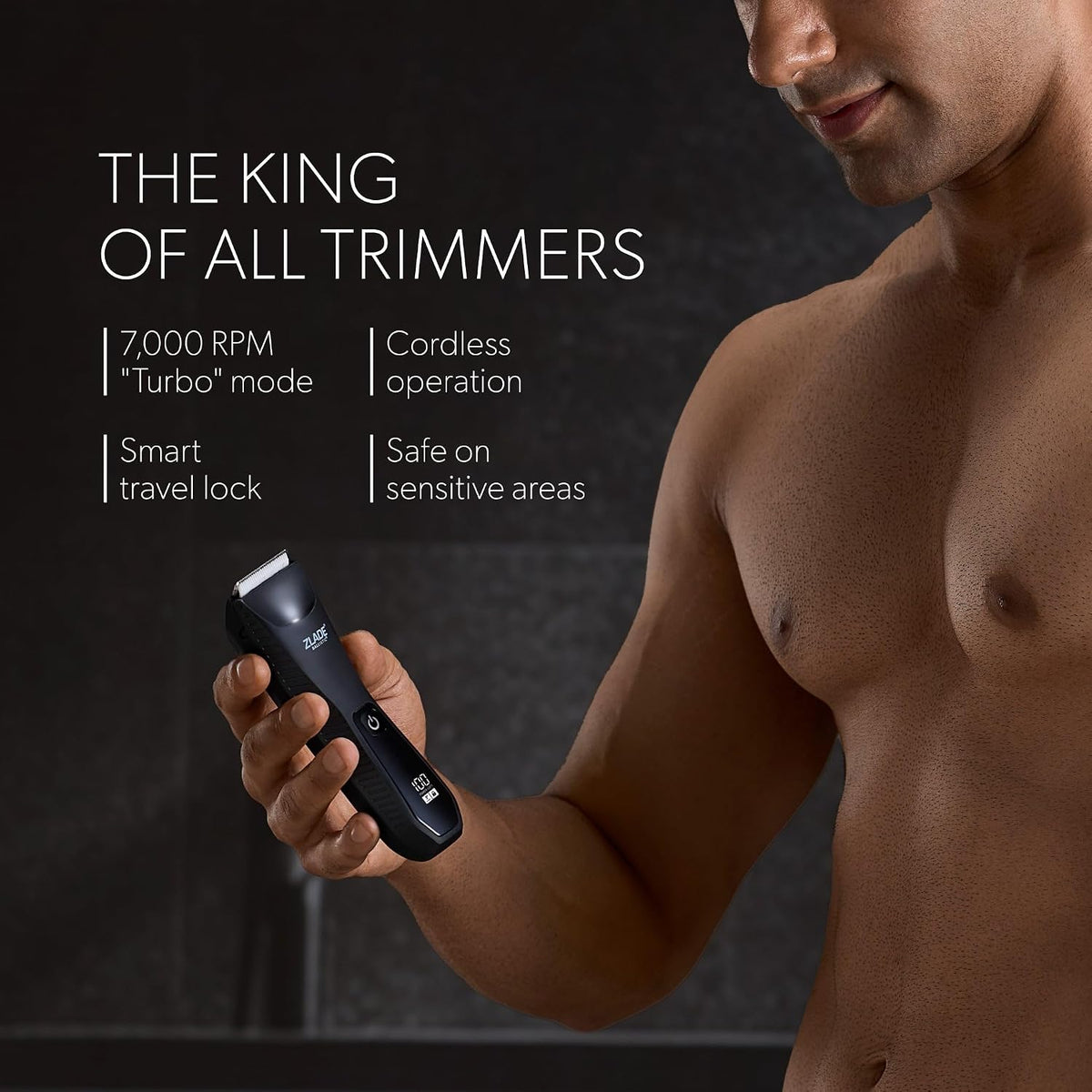 Zlade Ballistic Pro Full Body Trimmer for Men, Beard, Balls, Pubic Hair, Private Parts & Manscaping Groomer | IPX7 Waterproof, No Nicks or Cuts | 7000 RPM Motor