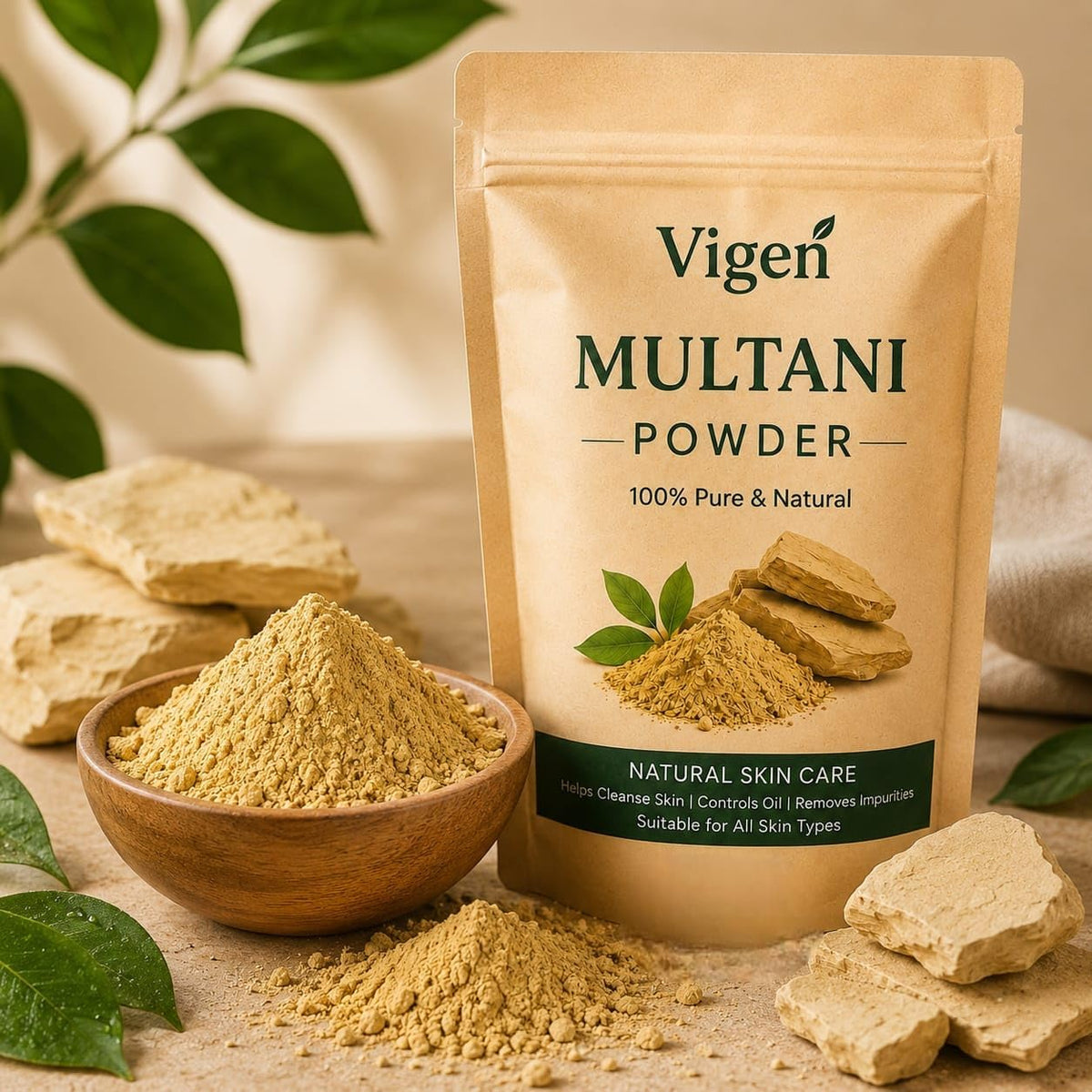 VIGEN Multani Mitti Powder for Hair and Skin Care 250 Gm 250 g (Pack of 1)