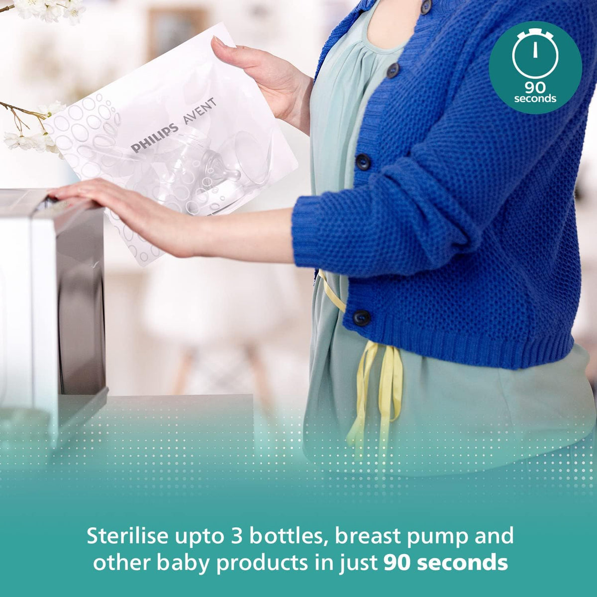 Avent Philips Microwave Sterilizing Bag | Kills 99.9% Germs | Sterilizes Bottles, Breast Pump and Baby Products in 90 Sec | 100 Sterilization Cycle in One Pack