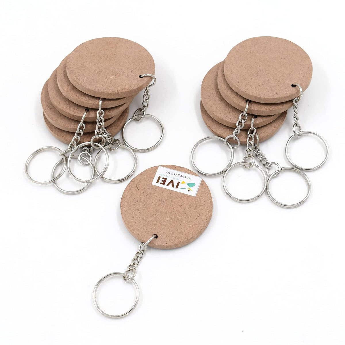 IVEI Diy Mdf Key Chains - Mdf Plain Square Key Chains - Set Of 20-2 In X 2 In (Non - Primer, Mixed), Beige Non - Primer Mixed