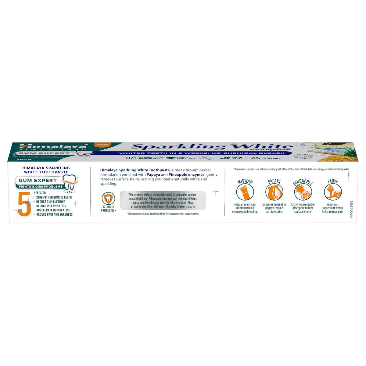 Himalaya Sparkling White Toothpaste | Natural teeth whitening without chemical bleach| Enamel safe | 200gm