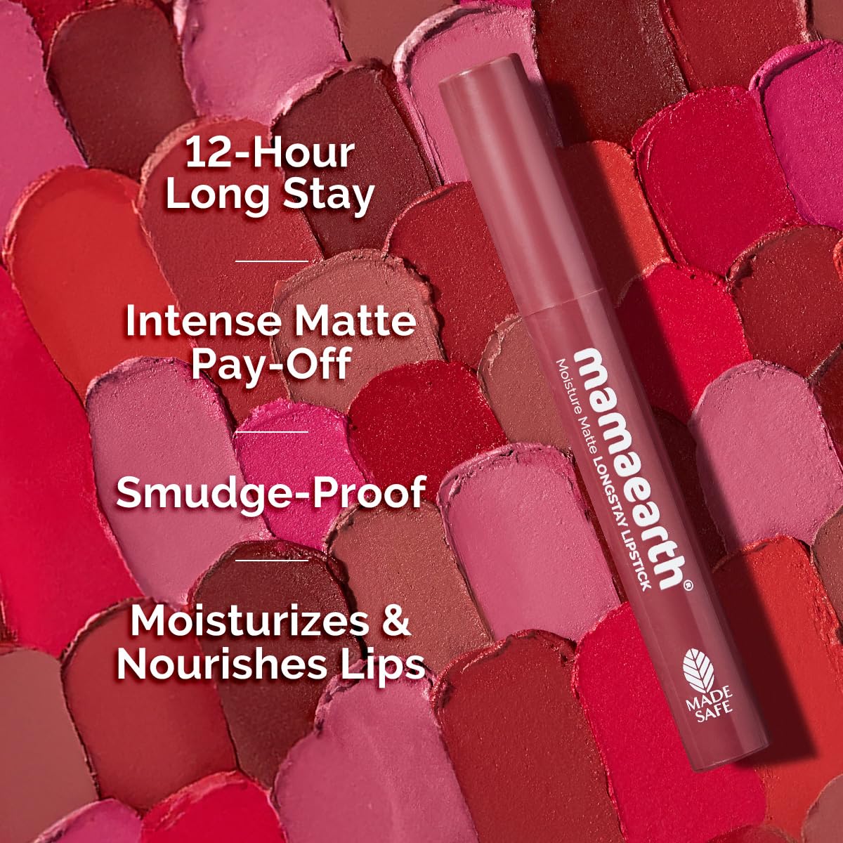 Mamaearth Moisture Matte Longstay Lipstick With Avocado Oil & Vitamin E For 12 Hour Long Stay-02 Plum Punch - 2 G