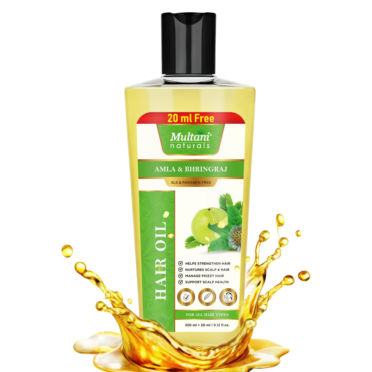 Multani Naturals Hair Oil Amla & Bhringraj (270ml) | Strengthens Hair | Supports Scalp Health | Controls Frizz | For Men & Women Amla & Bhringraj 270 ml (Pack o