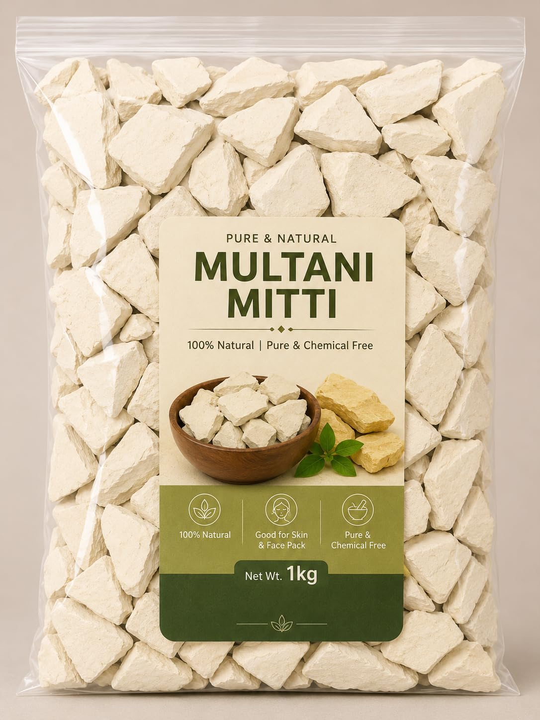 100% Orgenic Pure Multani Mitti Natural Fuller's Earth Clay for Face Pack, Skin Oil Control | For All Skin Types (1 KG PACK OF 1) 1000g 1 kg (Pack of 1)