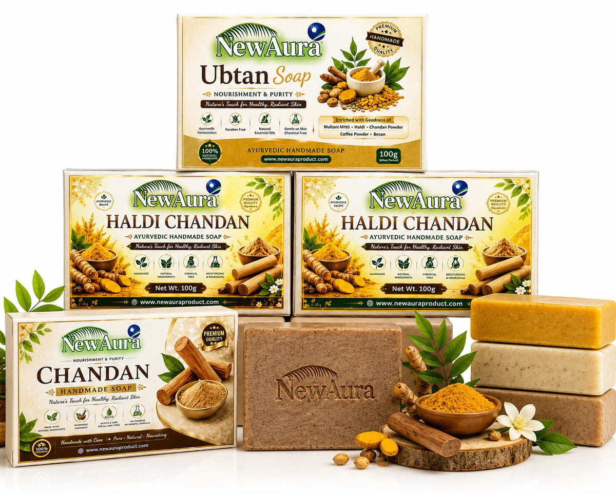 Ghar Magic Soap with NewAura Ubtan, Chandan & Haldi Chandan Ayurvedic Soap Set