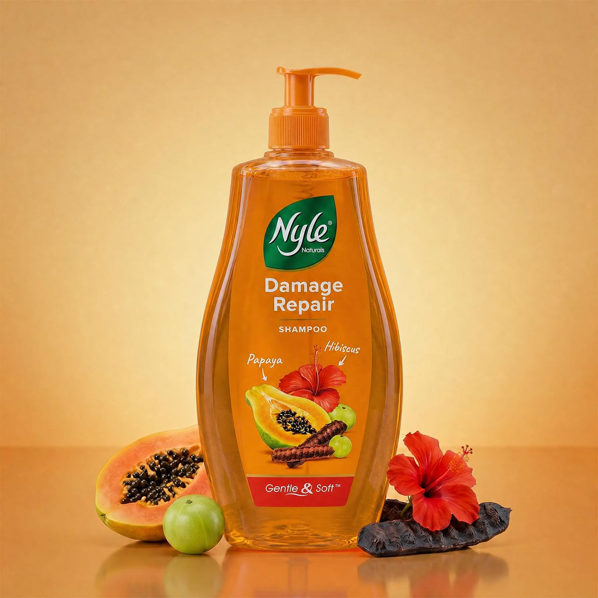 Nyle Naturals Damage Repair Shampoo|Papaya & Shikakai|800ml 800 ml (Pack of 1)
