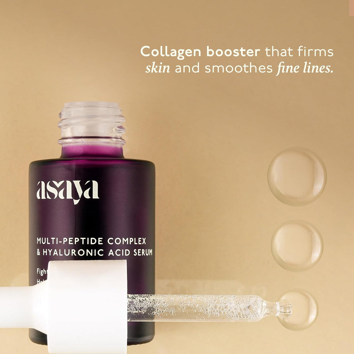 Asaya Multi Peptide Day/Night Face Serum with Hyaluronic Acid | Collagen Boosting, Night Serum for Glowing Skin | Anti-Aging Serum | 5% Tripeptide Complex | Oil