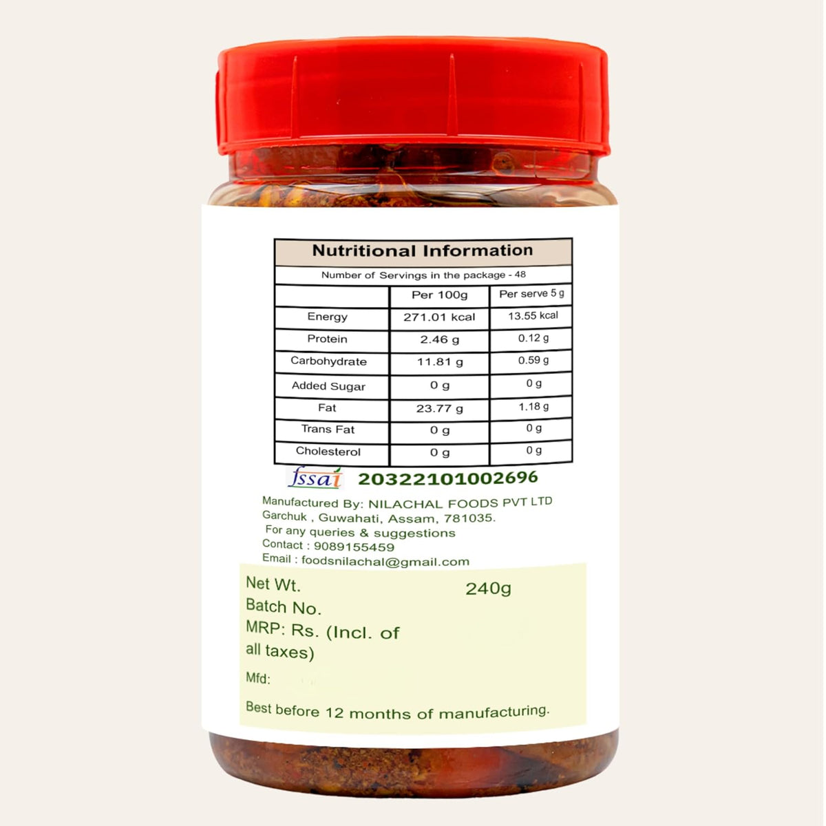 Burung Bhut Jolokia Pickle, 240g, Pure Veg