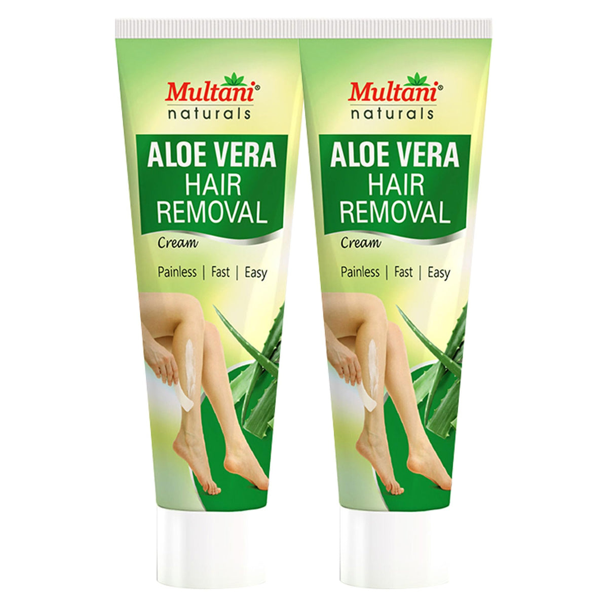 Multani Naturals Aloe Vera Hair Removal Cream 60 ml (Pack of 2) | Gentle formula Enriched with Aloe Vera and Vitamin E | Painless, Easy and Effective Hair Remov