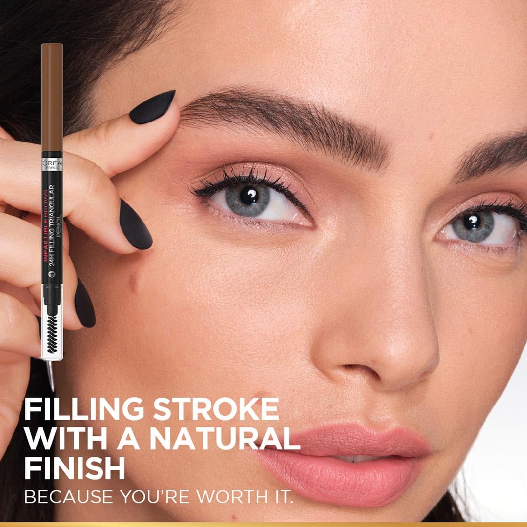 L’Oreal Paris Infallible 24H Brow Filling Triangular Pencil- 1.0 Ebony, 1g