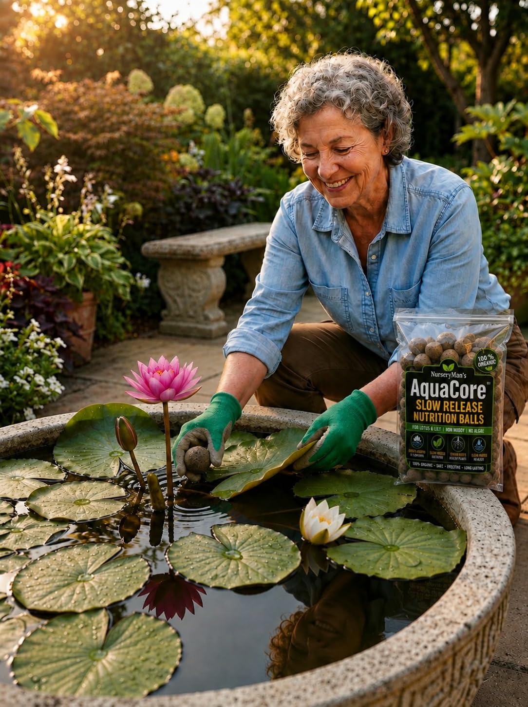 NurseryMan's AquaCore™ Slow Release Nutrition Balls for Lotus & Water Lily | 100% Organic Aquatic Plant Nutrition | For Blooming | Non-Muddy, No Algae Formula |