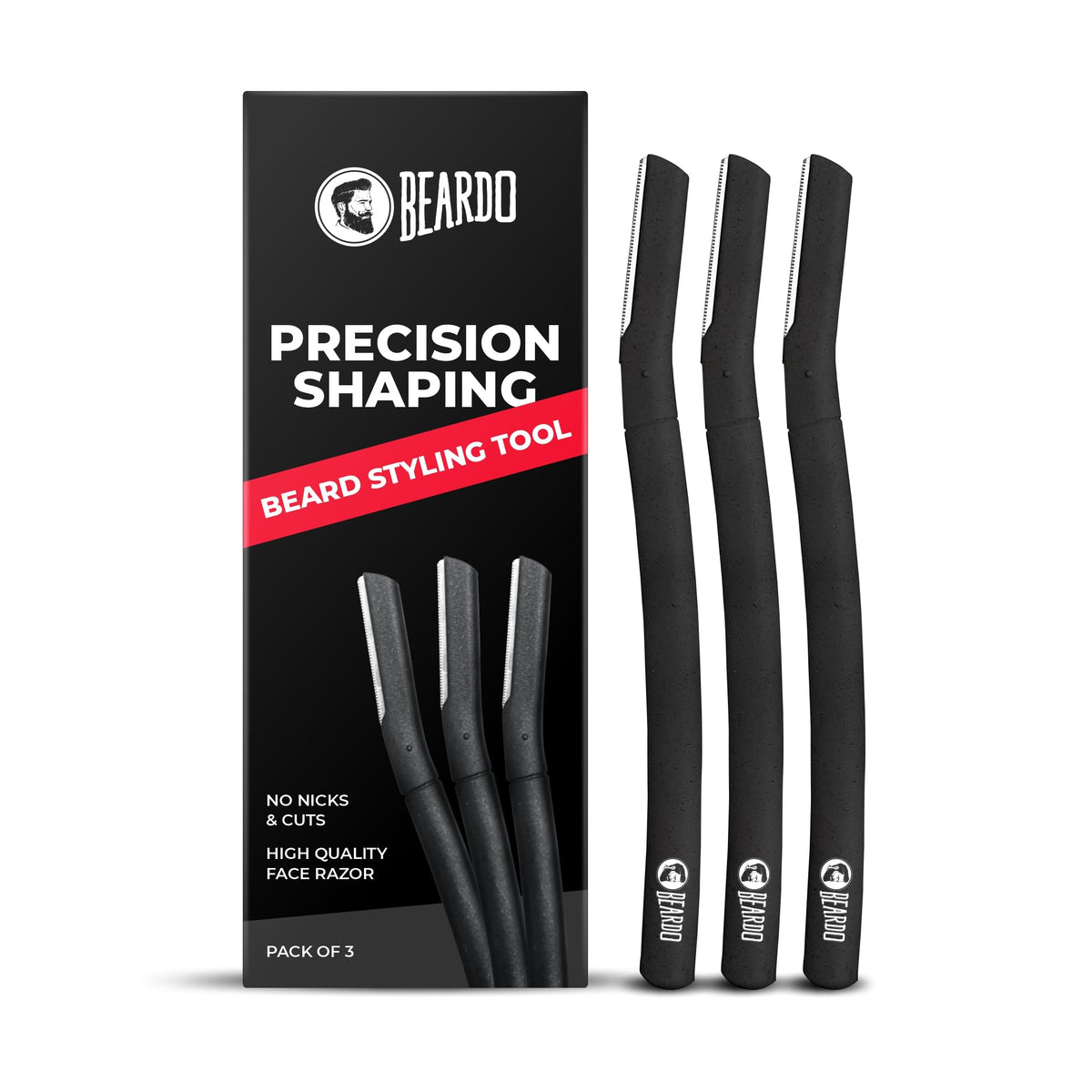 Beardo Beard Styling Tool for Men | Pack of 3 | Beard Styling Razor for Men | Reusable Razor | Sharp, Safe & Precise Shaping Tool | Body Grooming | Beard Shaper