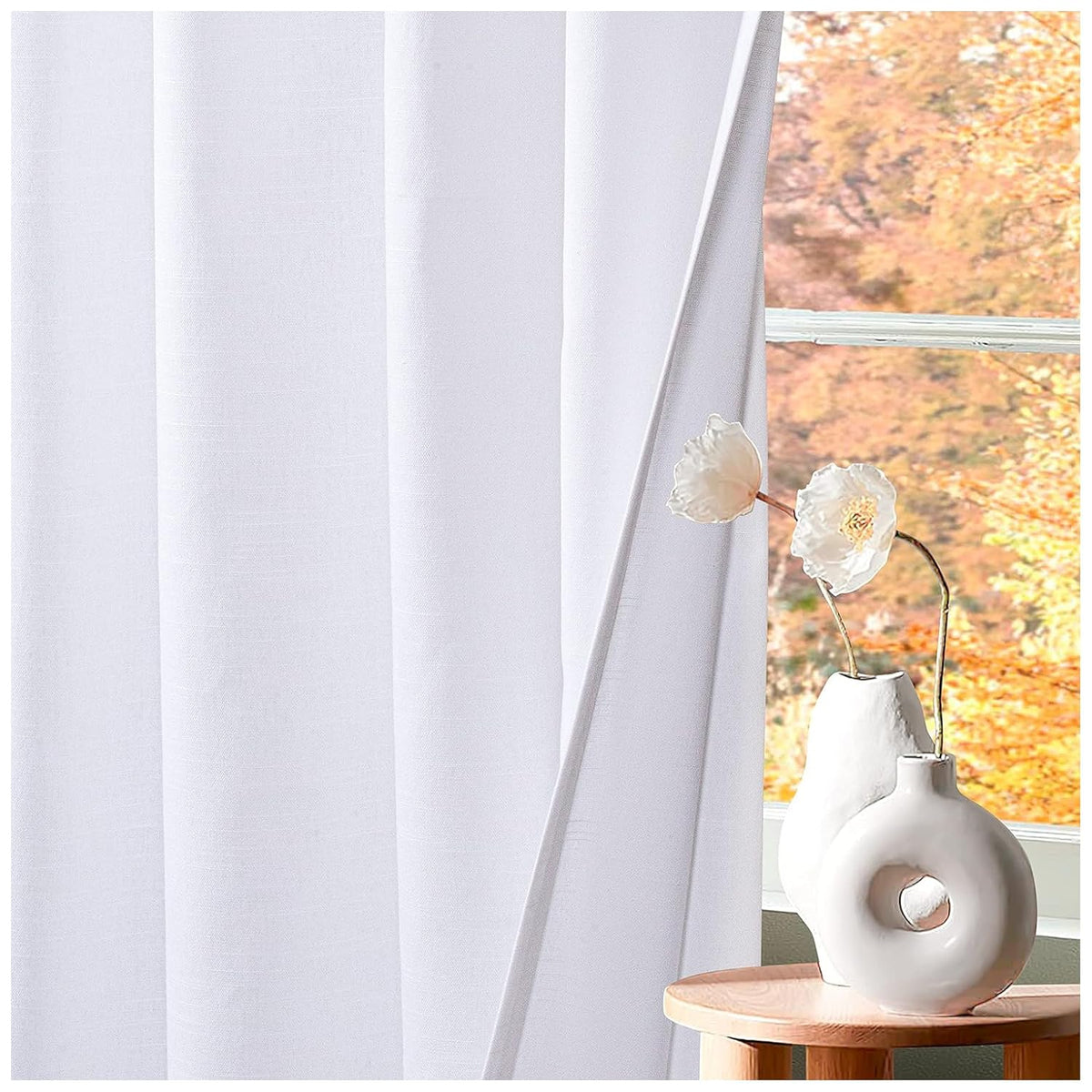 Farmhouse Curtains 50x84 inch White Textured Slub,Bathroom Curtains,Bathroom Window Curtains,84inch Curtain,Cotton Curtains,tab top Curtains,White Cotton Curtai