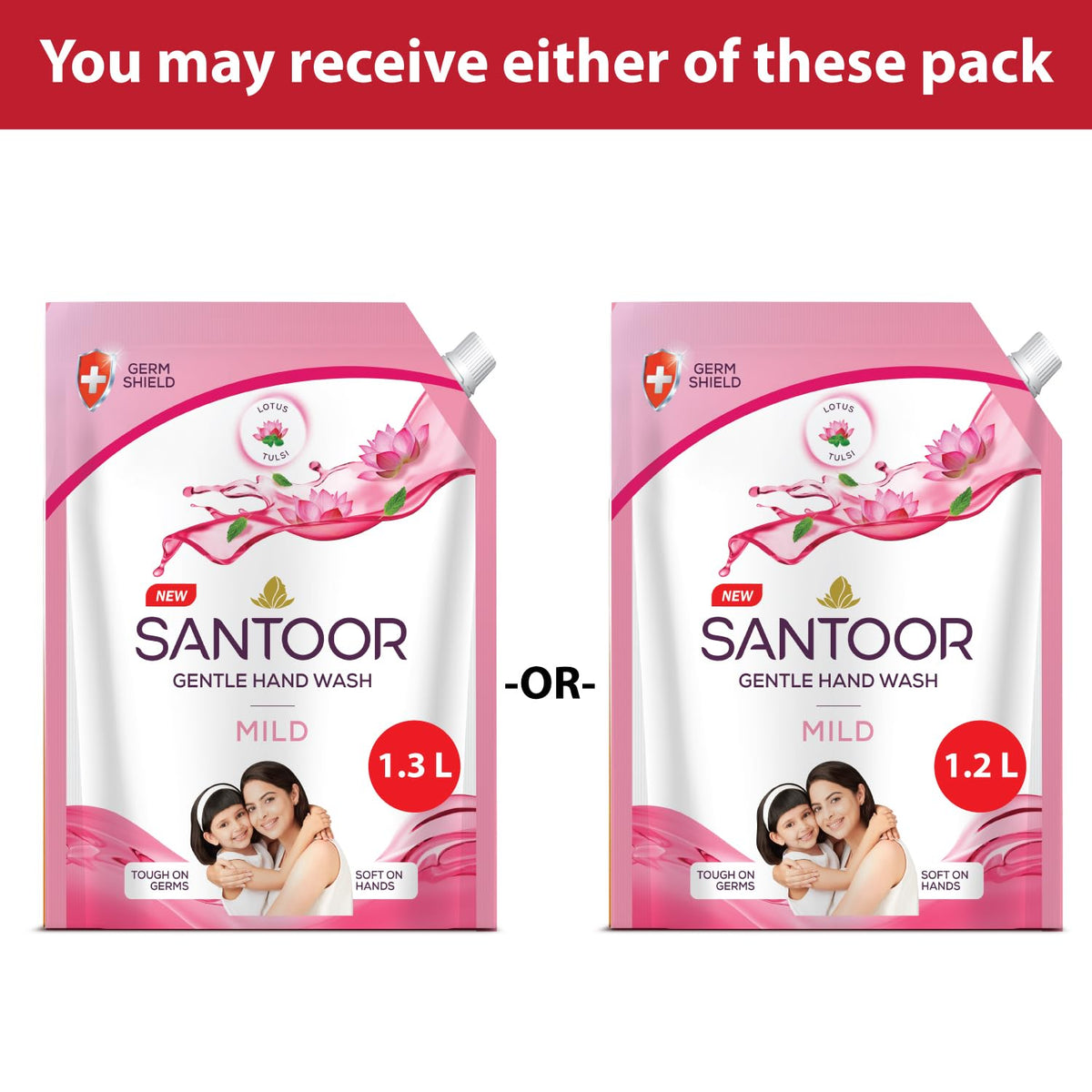 Santoor Mild Gentle Hand Wash 1200ml with Goodness of Lotus & Tulsi| Rich Lathering Formula with Anti-Bacterial Properties| Soft on Hands| Soothes & Hydrates Sk