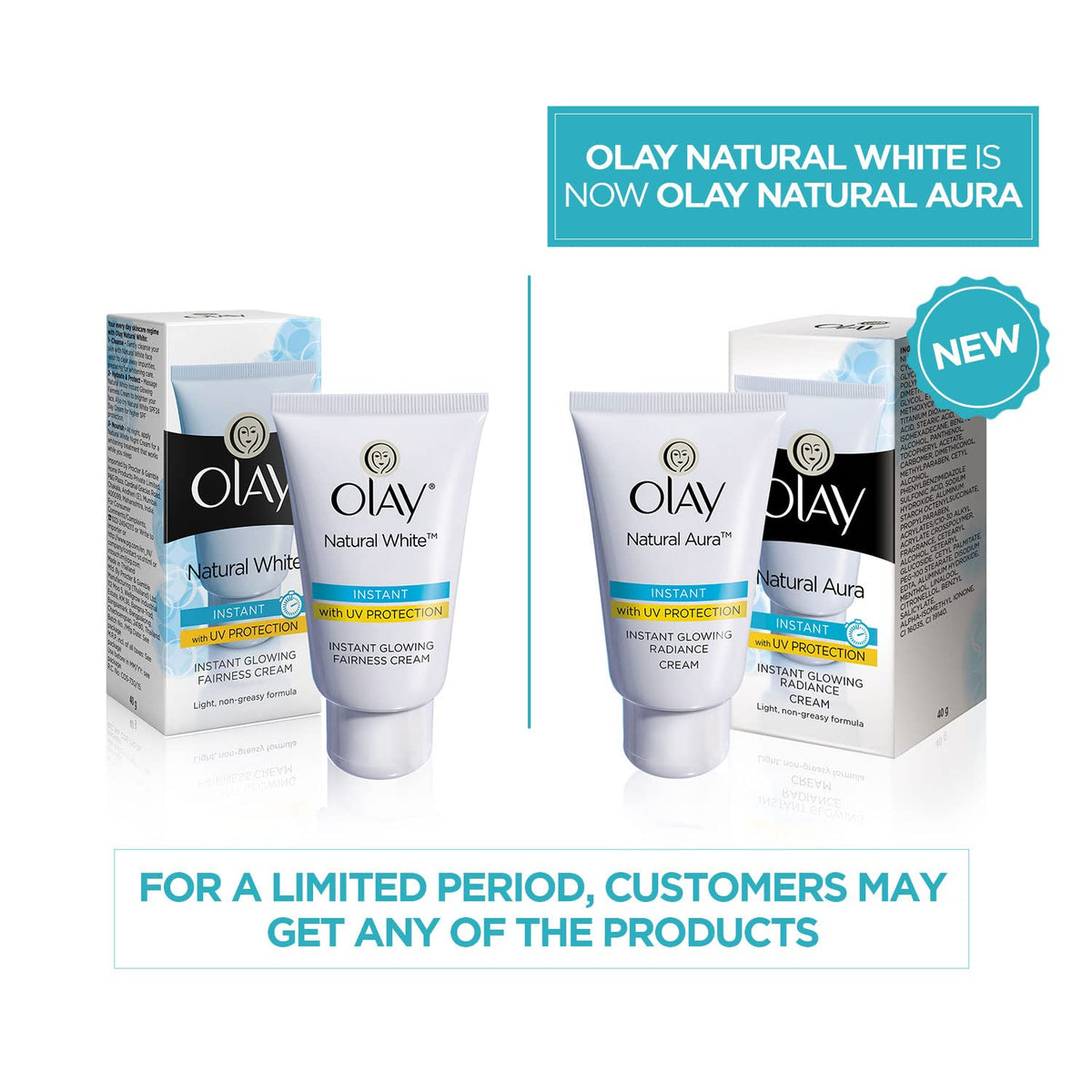 Olay Cream Natural Aura Vitamin B3, Pro B5, E With Uv Protection,40 Gm 1 count (Pack of 1)
