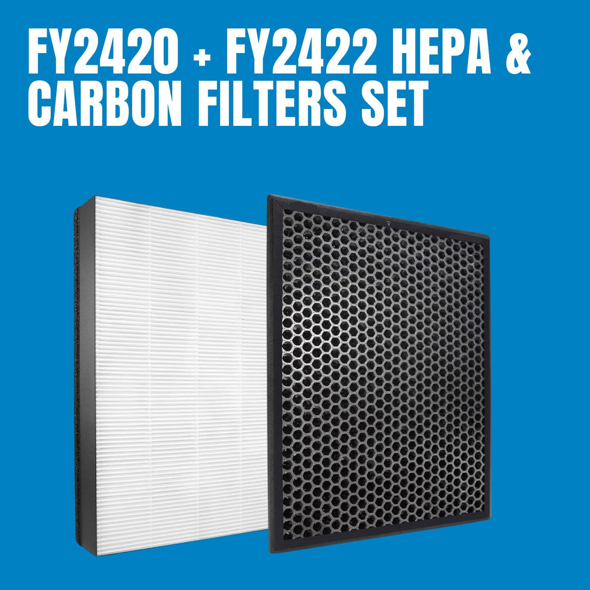 HEPA FY2422+CARBON FY2420 Black and White Filter Set Compatible With Philips Air Purifier Model AC2882 AC2887 AC2889 AC3821