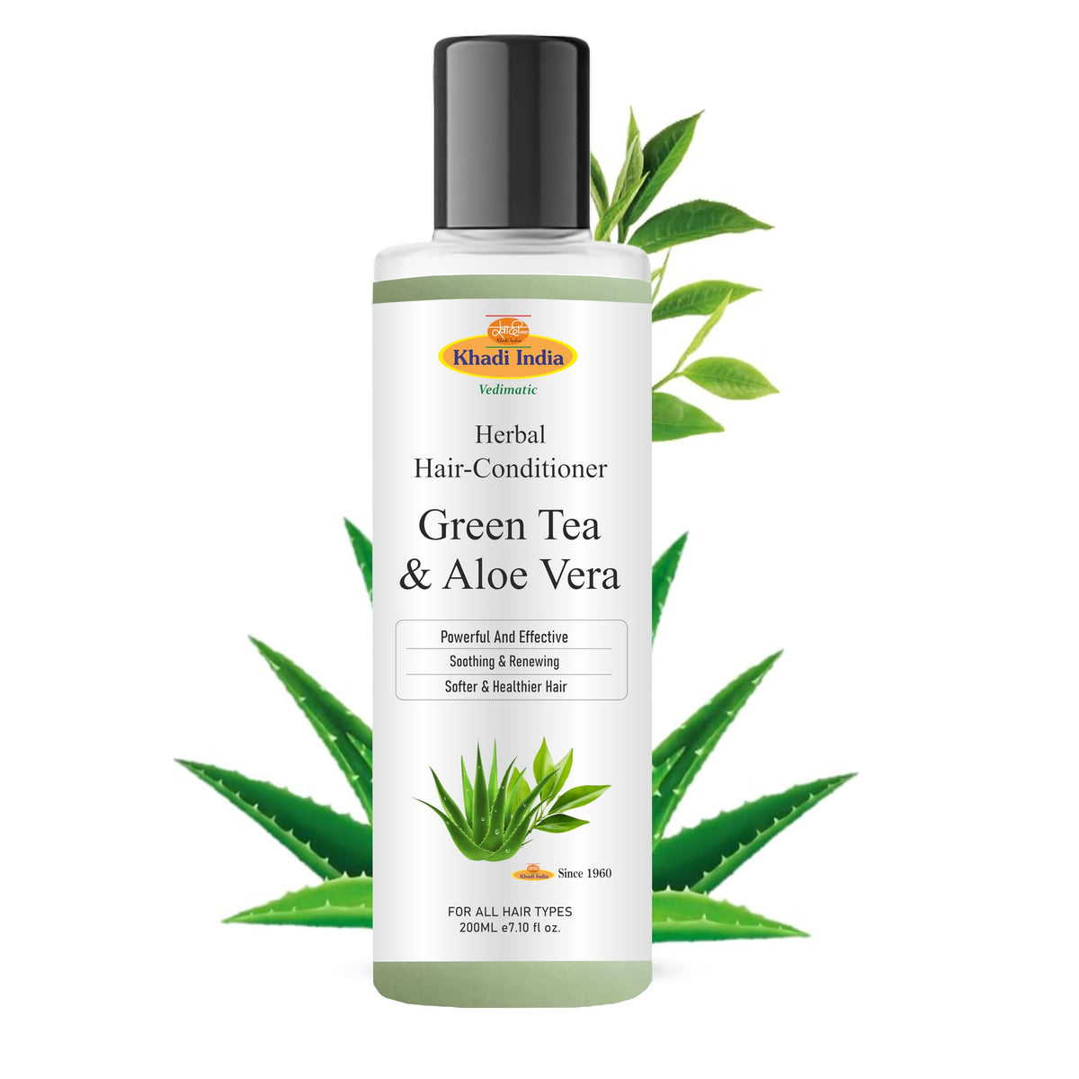 Khadi 100% Natural Green Tea & Aloe Vera Hair Conditioner – Anti-Hair Fall, SLS & Paraben Free – 200ml (Pack of 1) 200 ml (Pack of 1)