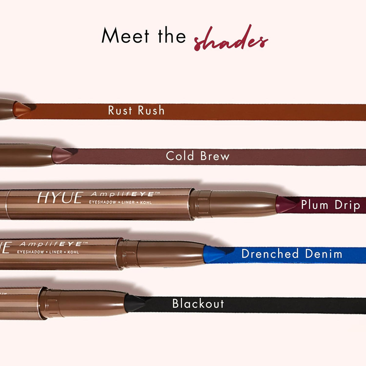 HYUE AmplifEYE™ 3-in-1 EYE Crayon | Eyeshadow - Liner - Kohl | Cold Brew | Creamy Multi-Use Stick with in-built Sharpener and Smudger | High-Pigment Formula wit