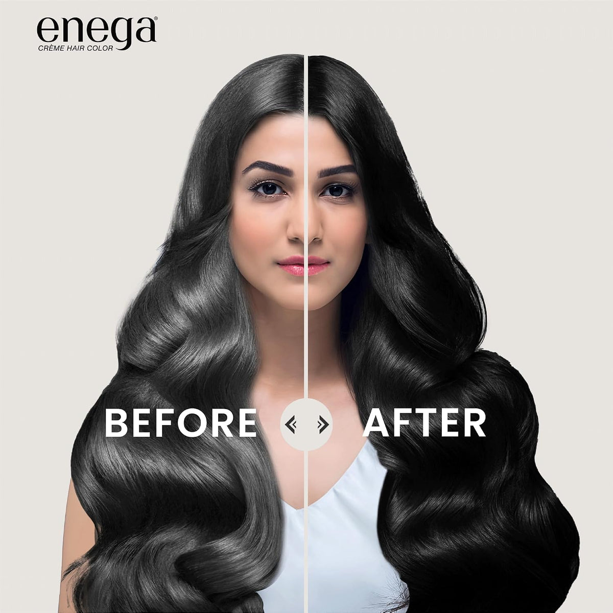 Enega No Ammonia Grey Coverage Long Lasting Creme Hair Color with Argan Oil & Green Tea Extract - Pack of 1(150 ML) (Natural Black)