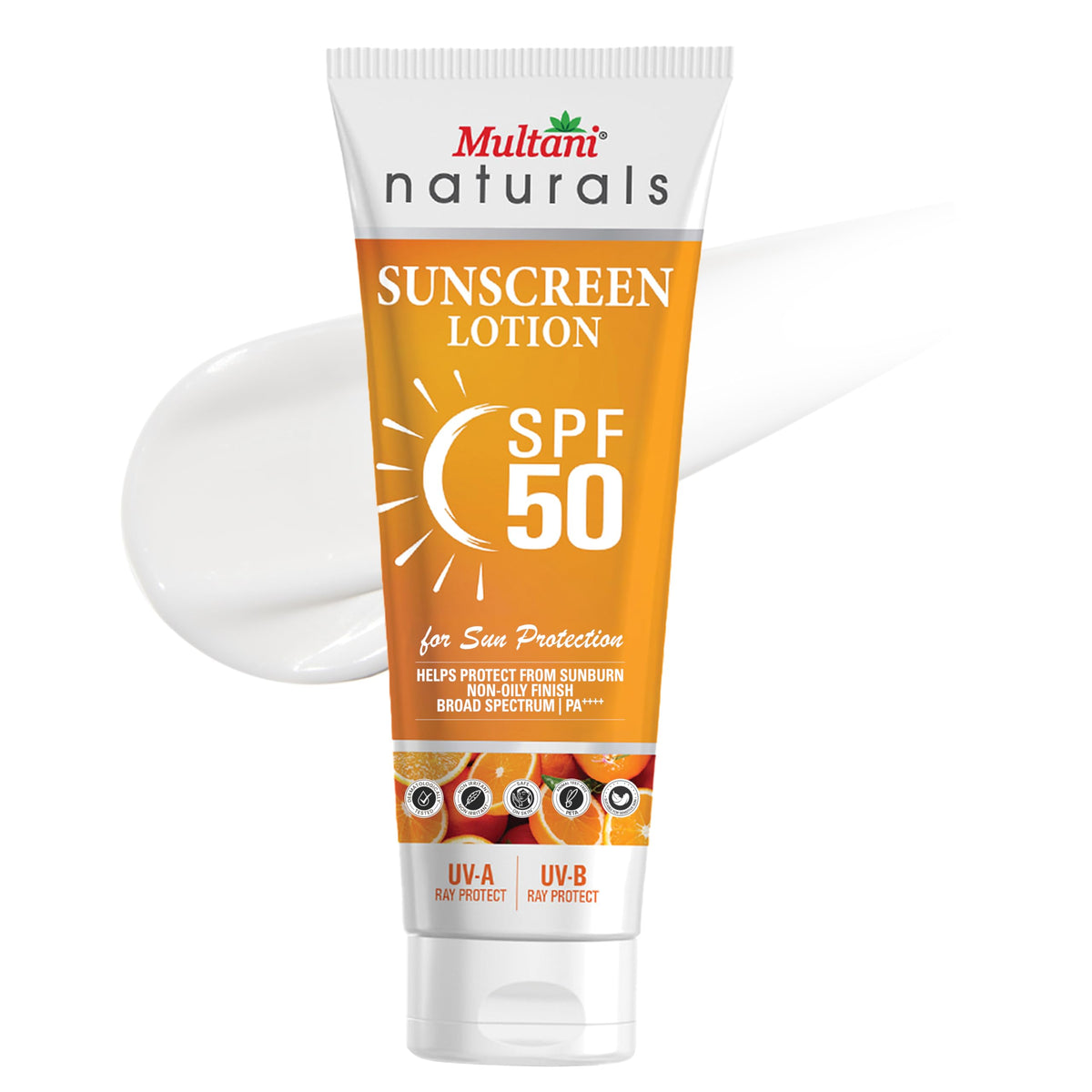 Multani Natural Sunscreen SPF 50 PA++++ (100 ml) | Lightweight & Non-Greasy | No White Cast | Broad Spectrum & UV Protection UVA/UVB | Clinically Tested | For A