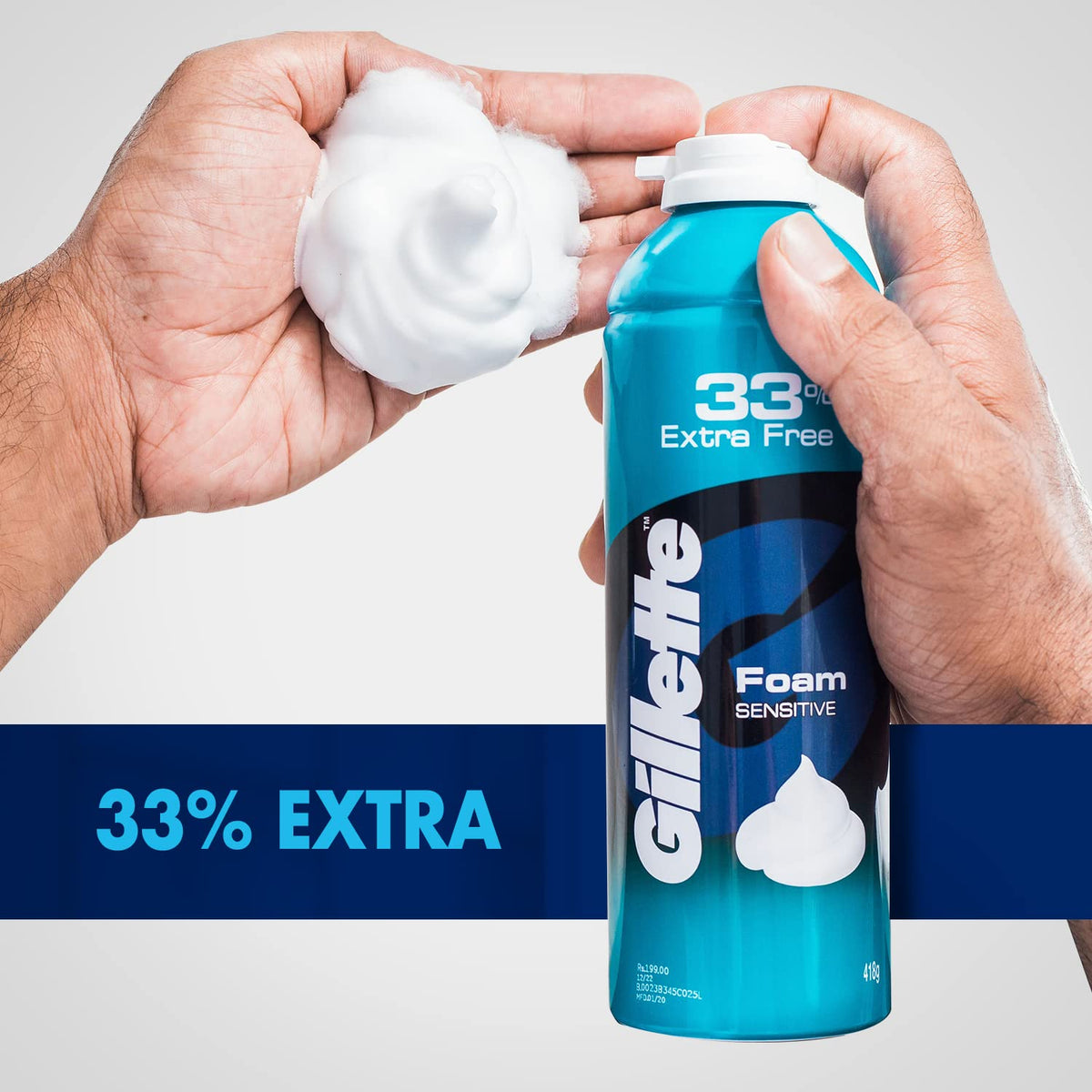 Gillette Classic Sensitive Shave Foam - 418 g (33% extra) & Gillette Vector Plus Manual Shaving Razor Blades (Cartridge) - 6s Pack