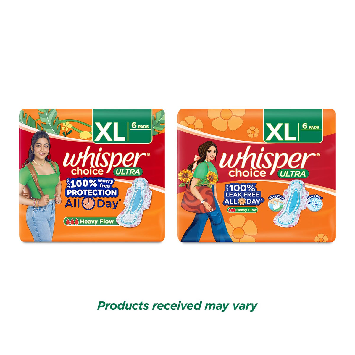 Whisper Choice Sanitary Pads for Women, XL, 6 Napkins (Pack of 1) With wings 6