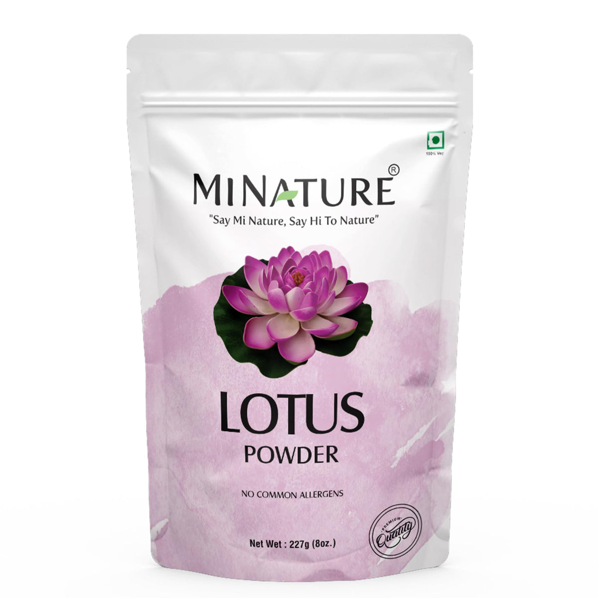 Mi Nature Lotus Powder 227g (8oz) | 100% Natural Nelumbo nucifera Flower Petal | Face Pack & Natural Skin Care Conditioner | Resealable Zip Lock Pouch