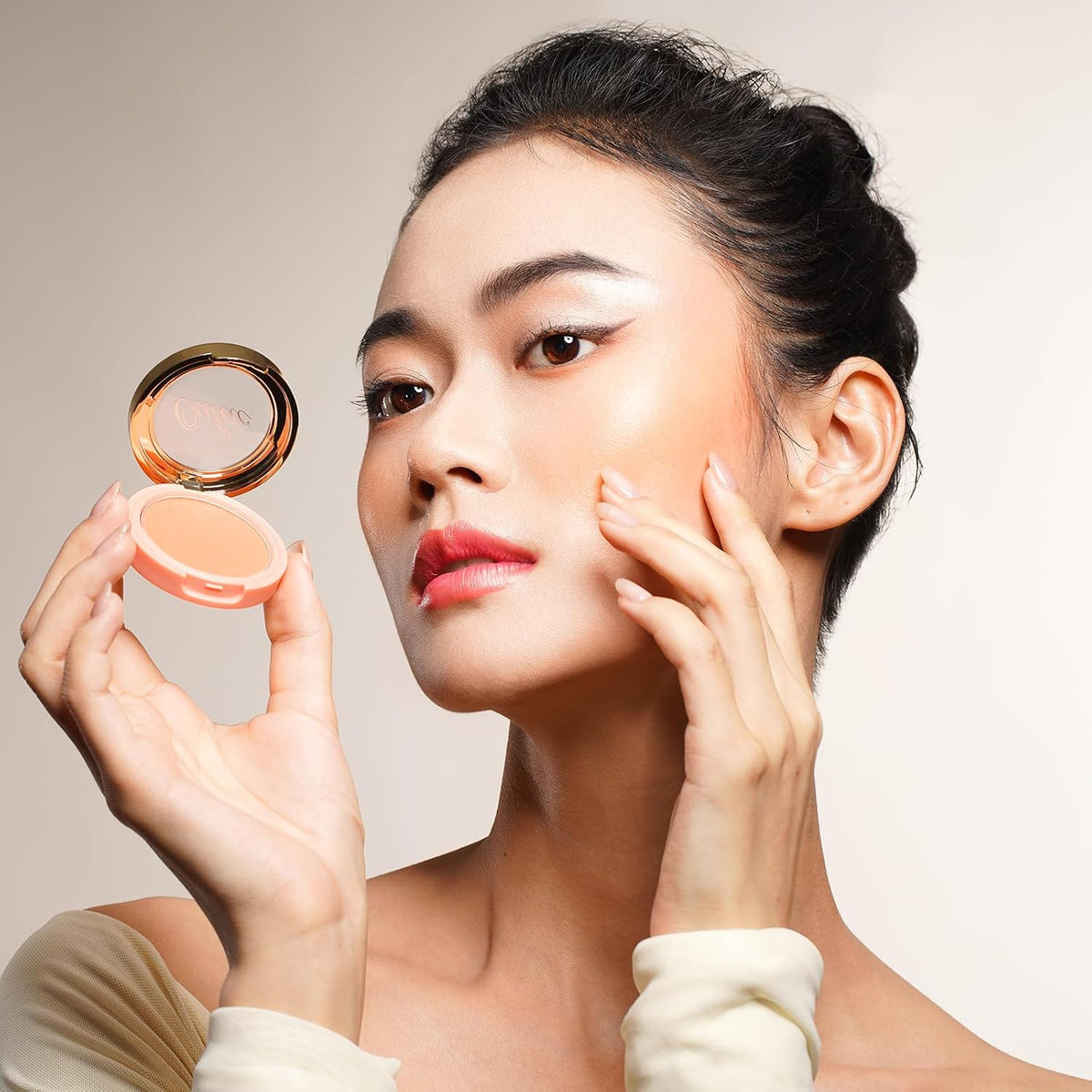 Oulac Peach Orange Blusher Make up Powders Light Skin |Pigmented Cream Blusher Face| Natural Matte Glow | Cruelty-Free Vegan | 4.8g (16) Summer Time SUMMER TIME