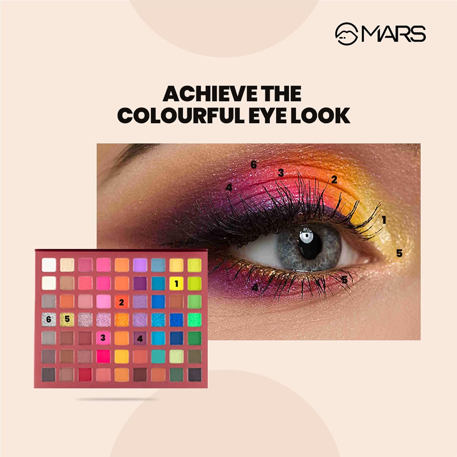 MARS Eyes Can Kill Eyeshadow Palette with 63 Bright Colors | Matte & Shimmer Finish,Highly Pigmented, Blendable and Buildable with Minimal Fallout (63.0 gm) (Multicolor)