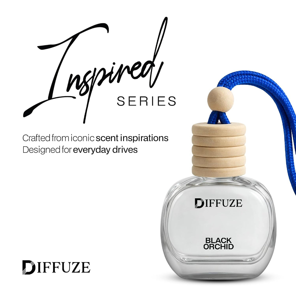 DIFFUZE Hanging Car Perfume - Inspired by Luxury Iconic fragrances | 10ml | Toxin-Free Car air freshener | Car Accessories for fresh aroma | Long Lasting Fragra
