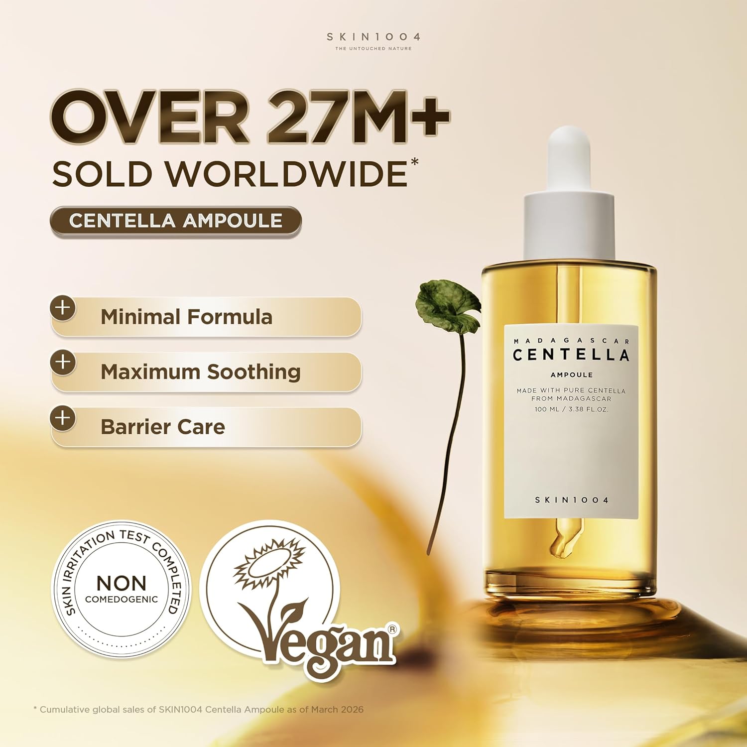 SKIN1004 Madagascar Centella Asiatica Ampoule Facial Serum | 100% Centella Asiatica Extract for Soothing Sensitive and Acne-Prone Skin, 55ml