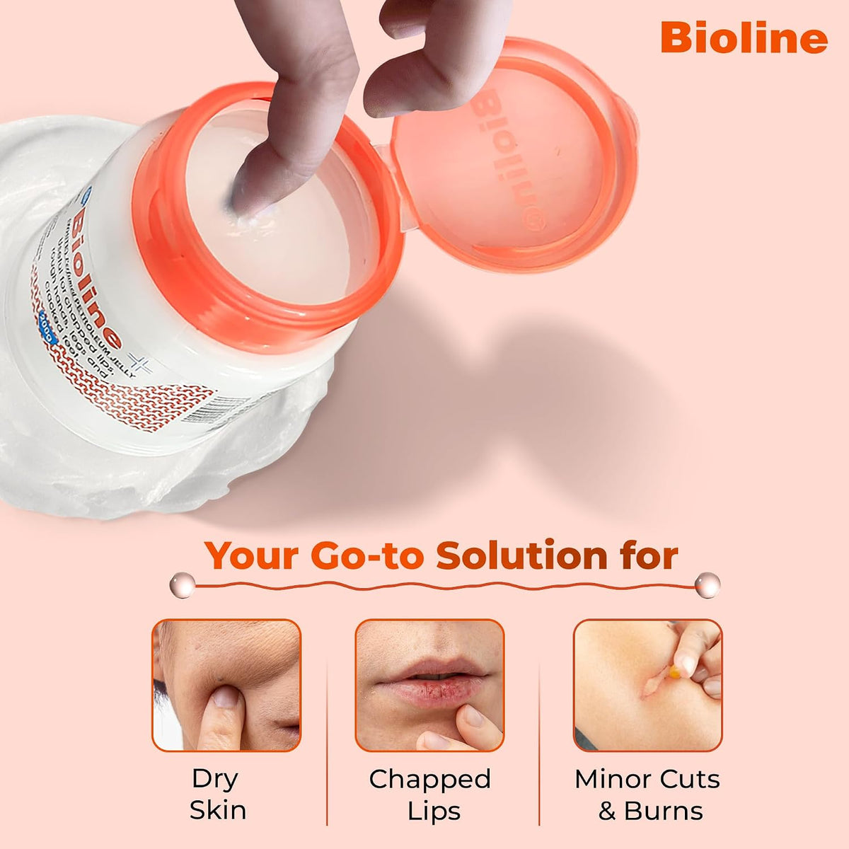 Bioline White Perfumed Petroleum Jelly for Chapped Lips, Rough Hands, Legs & Cracked Feet | Moisturizing & Soothing Cream for Dry Skin | 200 g Pack 200 g (Pack