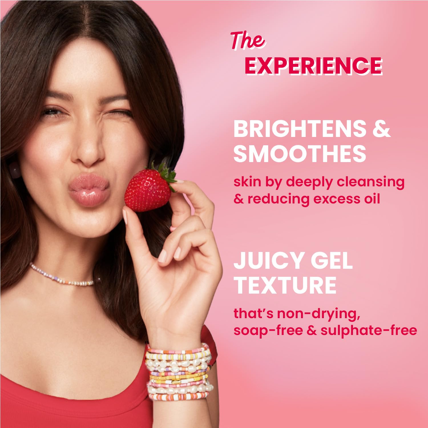 Strawberry Bright Niacinamide Gel Face Wash, Non-Drying Formula, Brightens & Smoothes, Evens Skin Tone, Reduces Excess Oil, Unclogs Pores, Deeply Cleanses, For Oily & Combination Skin