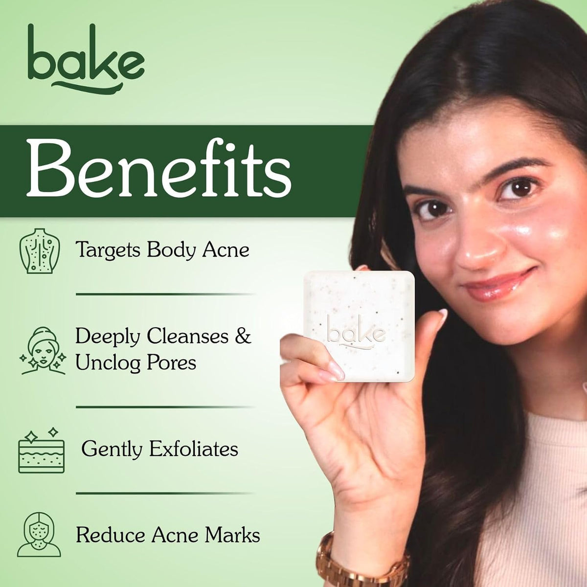BAKE 2% Salicylic Acid Soap (2 pcs) Scrub Treatment with Niacinamide for Body & Back Acne, Reduces Strawberry Legs | Fades Dark Spots | Non Drying Formula | Soa