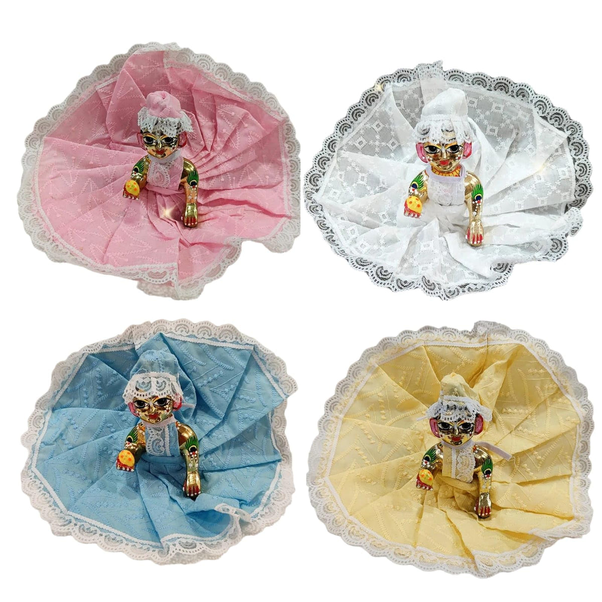 Laddu Gopal Summer Dress with Pagdi (Multiolour, Size 2 (Pack of 4)) Design J Size 2