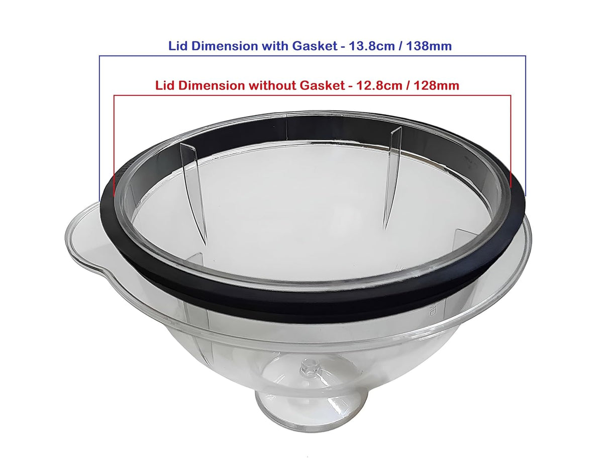 Dry/Wet Jar Big Dome Lid suitable for Philips Mixer Grinders | Mixer Grinder Replacement Parts & Accessories (Polycarbonate, Transparent) (12.8 cm)