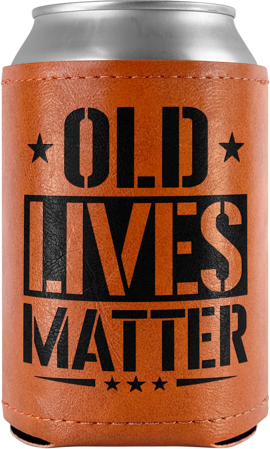 Birthday Gifts for Men Dad Grandpa Unique - Old Lives Matter Leather Can Cooler for Men 12Oz - Unique Gifts for Men, Gifts for Dad, Dad Gifts - Men Birthday Gif