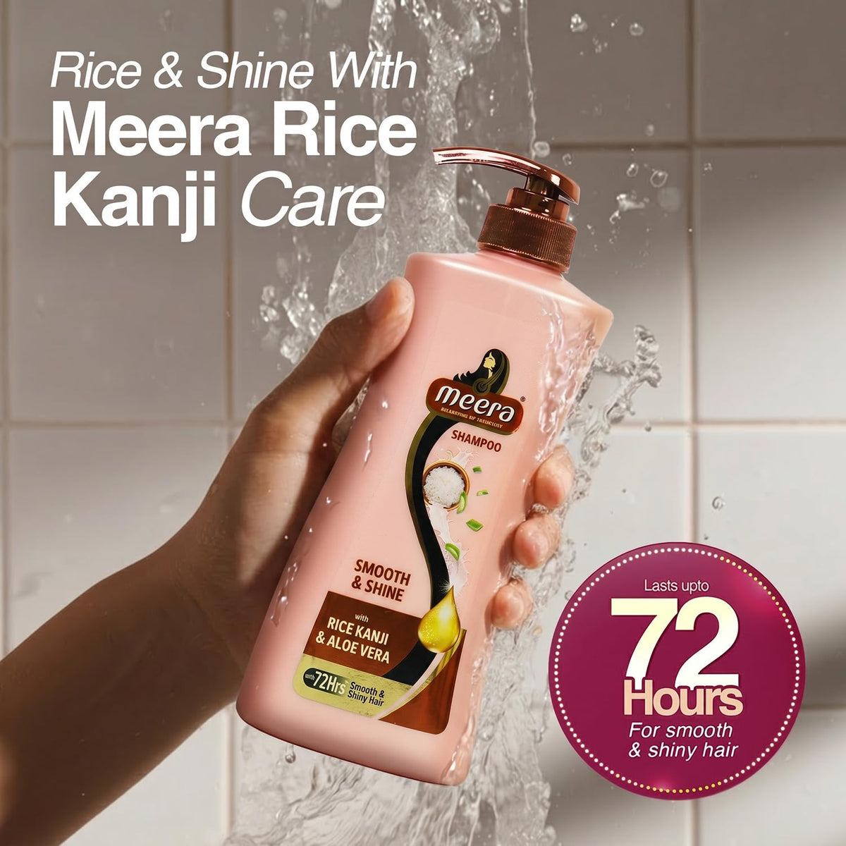 Meera Smooth & Shine Shampoo|Rice Kanji & Aloe Vera| 650ml 650 ml (Pack of 1)