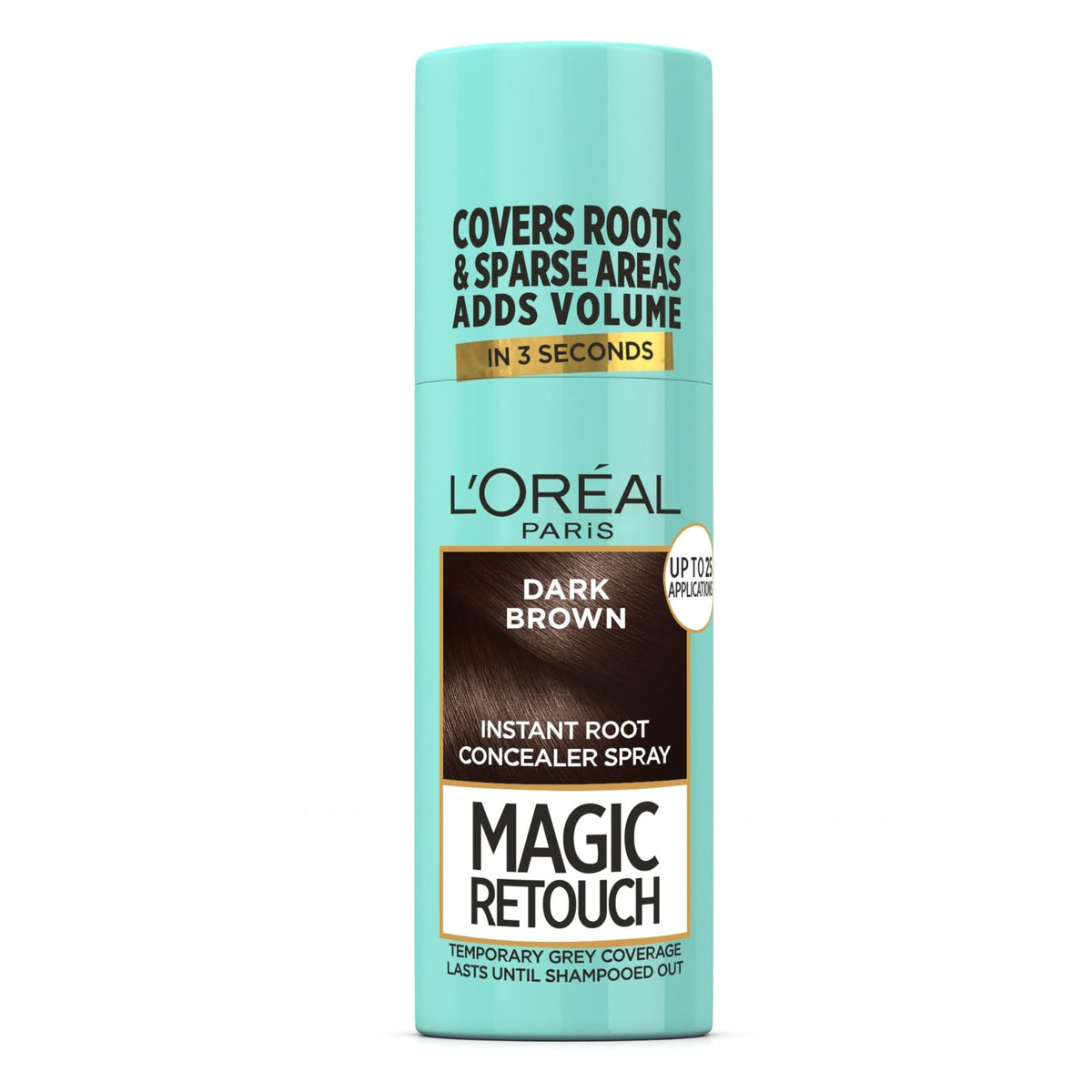 L'Oreal Paris Instant Root Concealer Spray, Ideal for Touching Up Grey Root Regrowth, Magic Retouch, 2 Dark Brown, 75ml