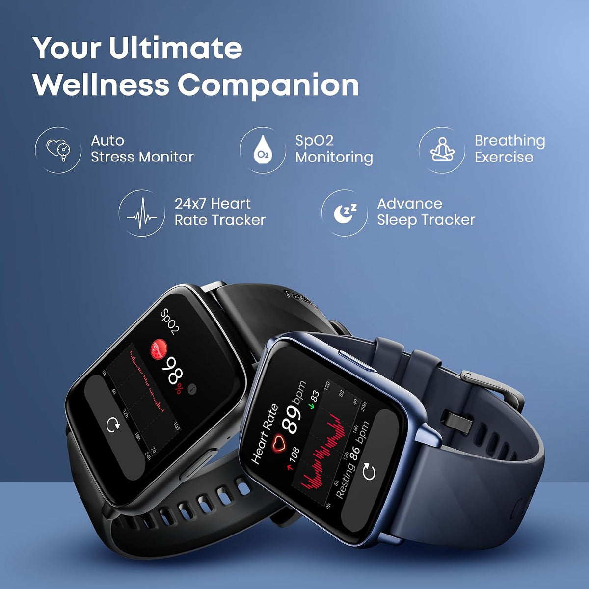 Fastrack Volt S1 Smart Watch for Man and Women Latest with 1.83" Display, Silicone Strap, BT Calling, 100+ Sports Modes, Heart Rate, SpO2, IP68, Ideal Smartwatc